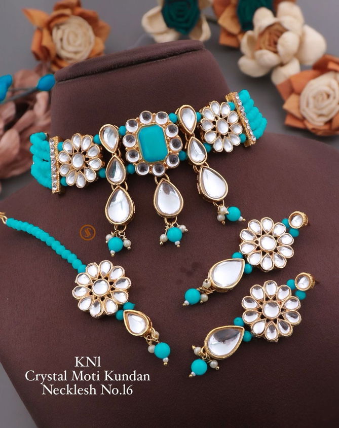 KN 16 Designer Crystal Moti Kundan Necklace Set Manufacturers
